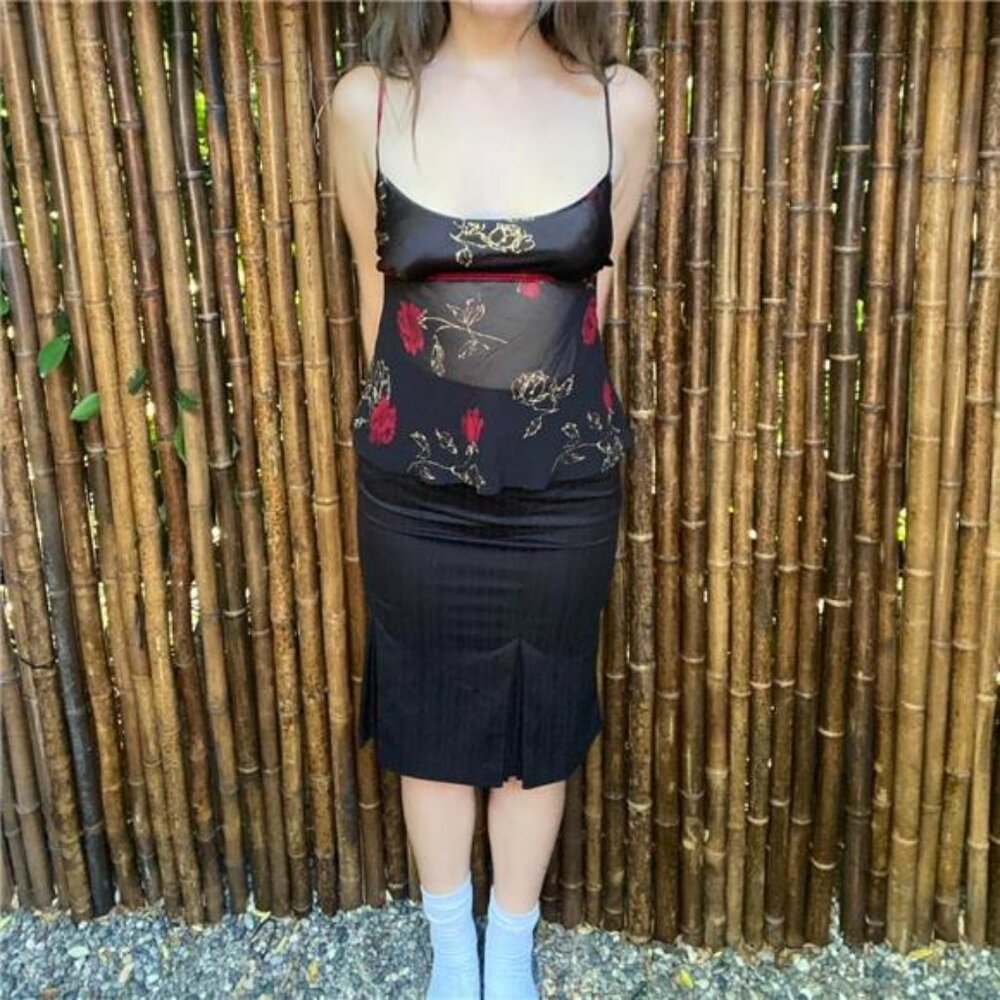 Vintage Floral Embroidered Spaghetti Strap Top